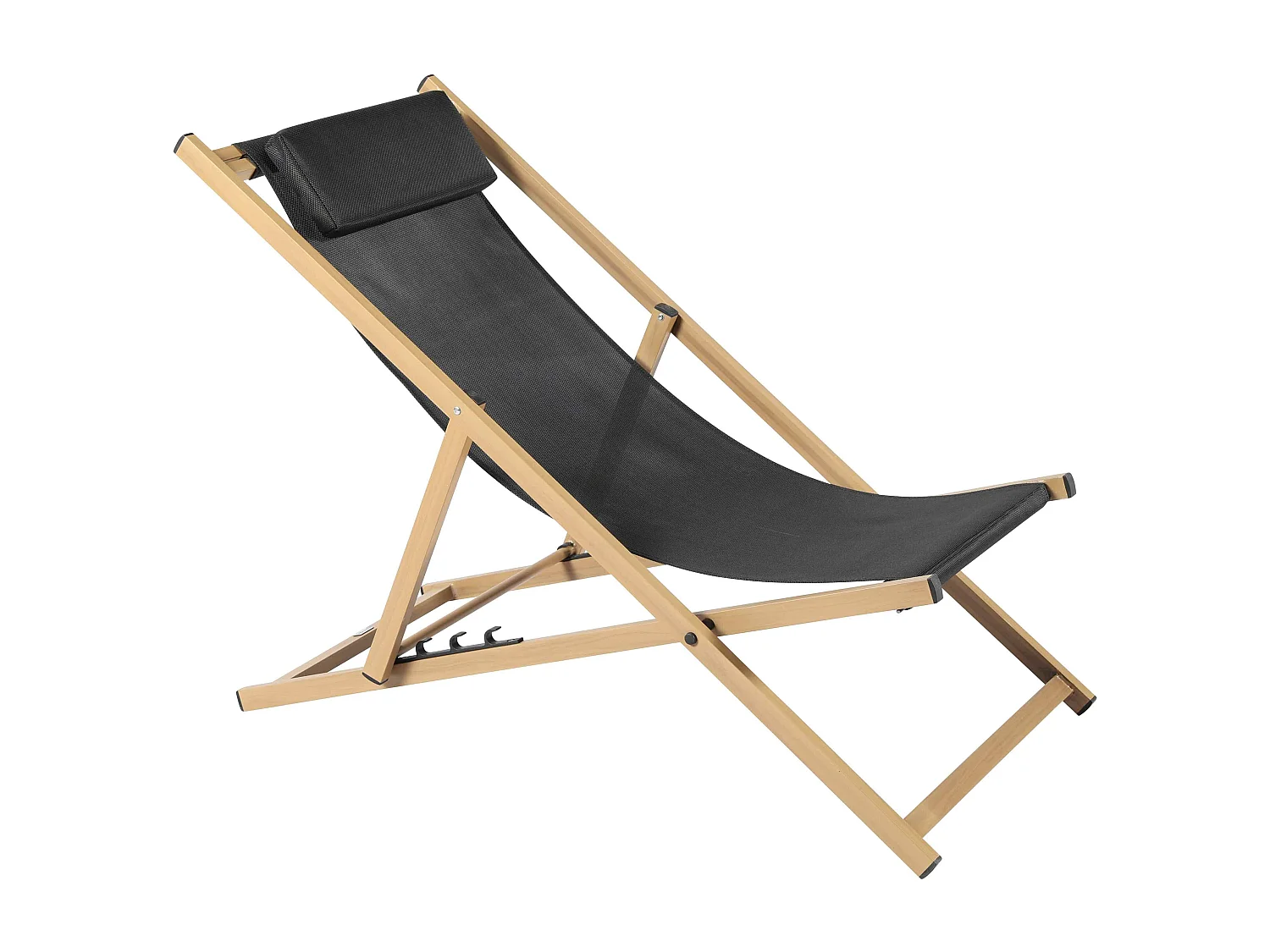 Lot de 2 chiliennes en aluminium inclinable 4 positions noir