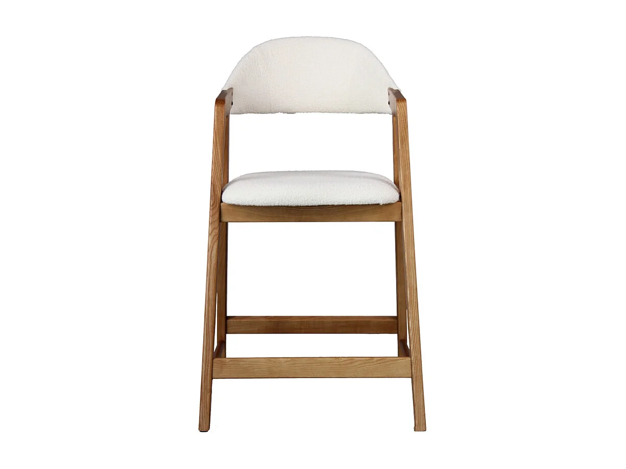 CAMILLE-Sedia da bar in tessuto ecrù e frassino (x2)