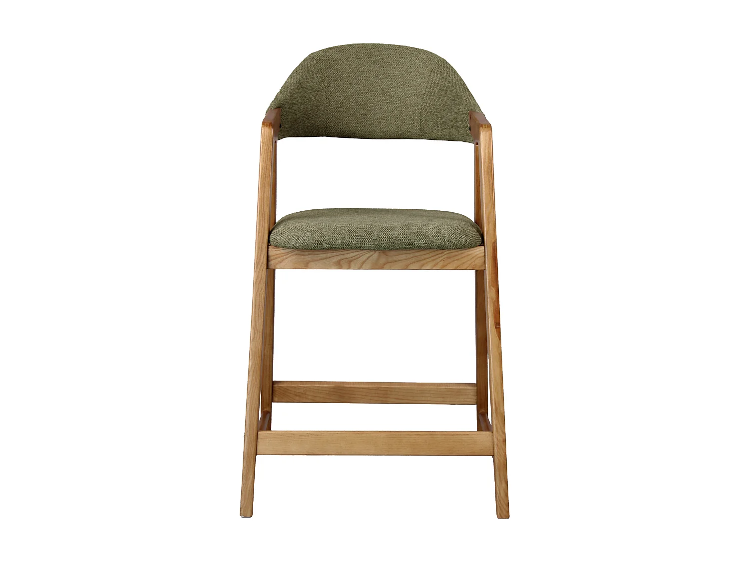 CAMILLE-Silla de bar, tela verde y fresno natural (x2)