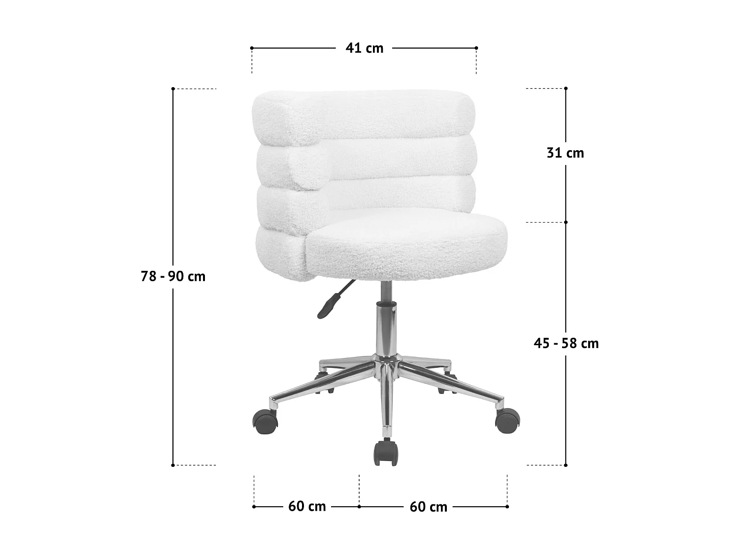 Chaise de bureau réglable en hauteur avec roulettes
