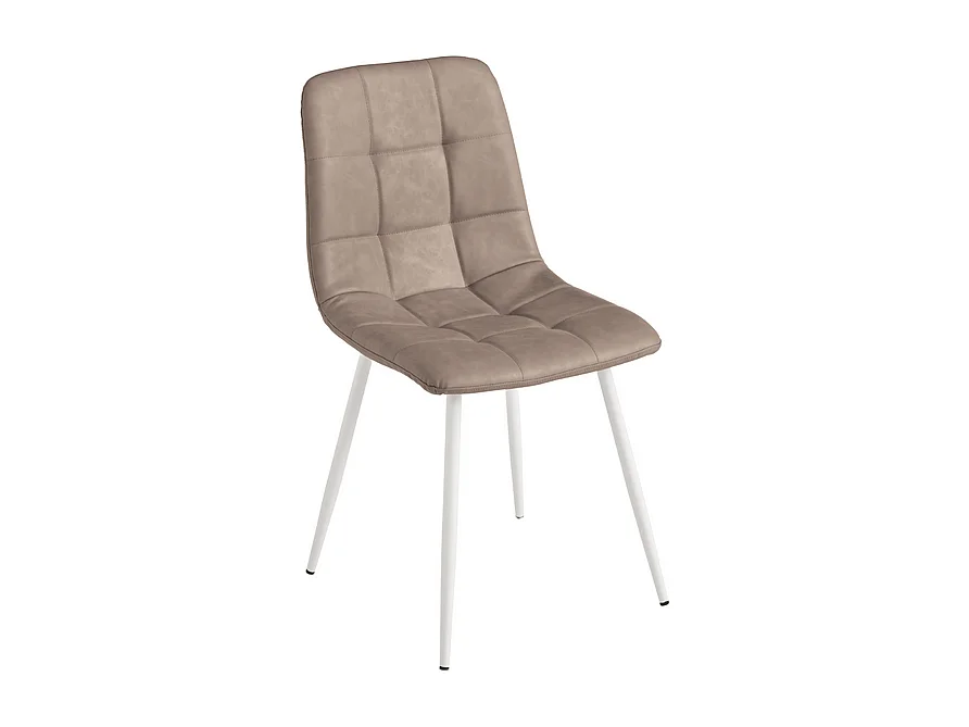 Set di 4 sedie moderne tortora "Siviglia" struttura in metallo verniciato seduta in ecopelle effetto soft touch