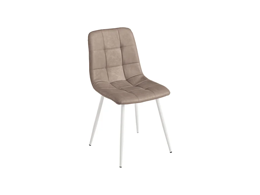 Set von 4 modernen Stühlen Taube "Sevilla" Struktur aus lackiertem Metall Sitz in Kunstleder mit Soft-Touch-Effekt