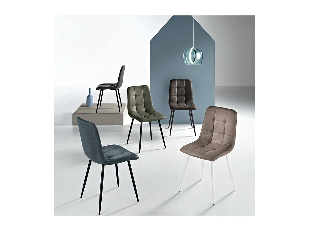 Juego de 4 sillas modernas taurina "Sevilla" estructura en metal barnizado asiento en piel sintética efecto soft touch