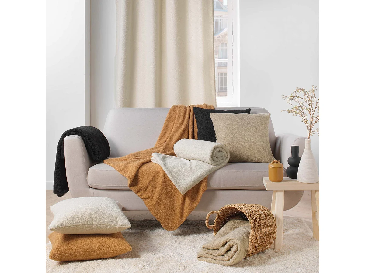 Plaid Bouclette "Wooly" 125x150cm Naturel