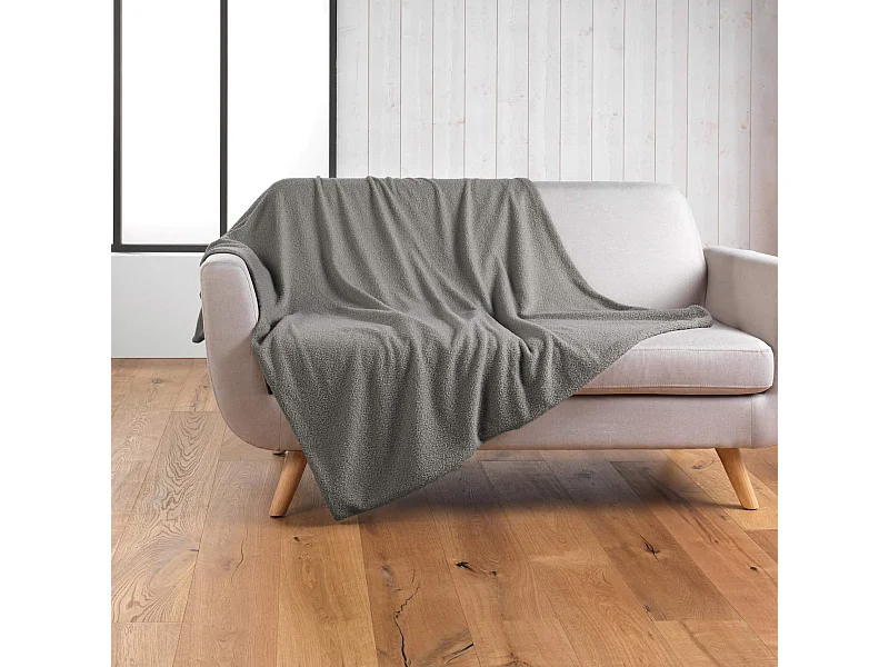 Plaid Bouclette "Wooly" 125x150cm Gris