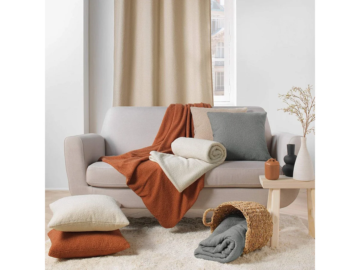 Plaid Bouclette "Wooly" 125x150cm Gris