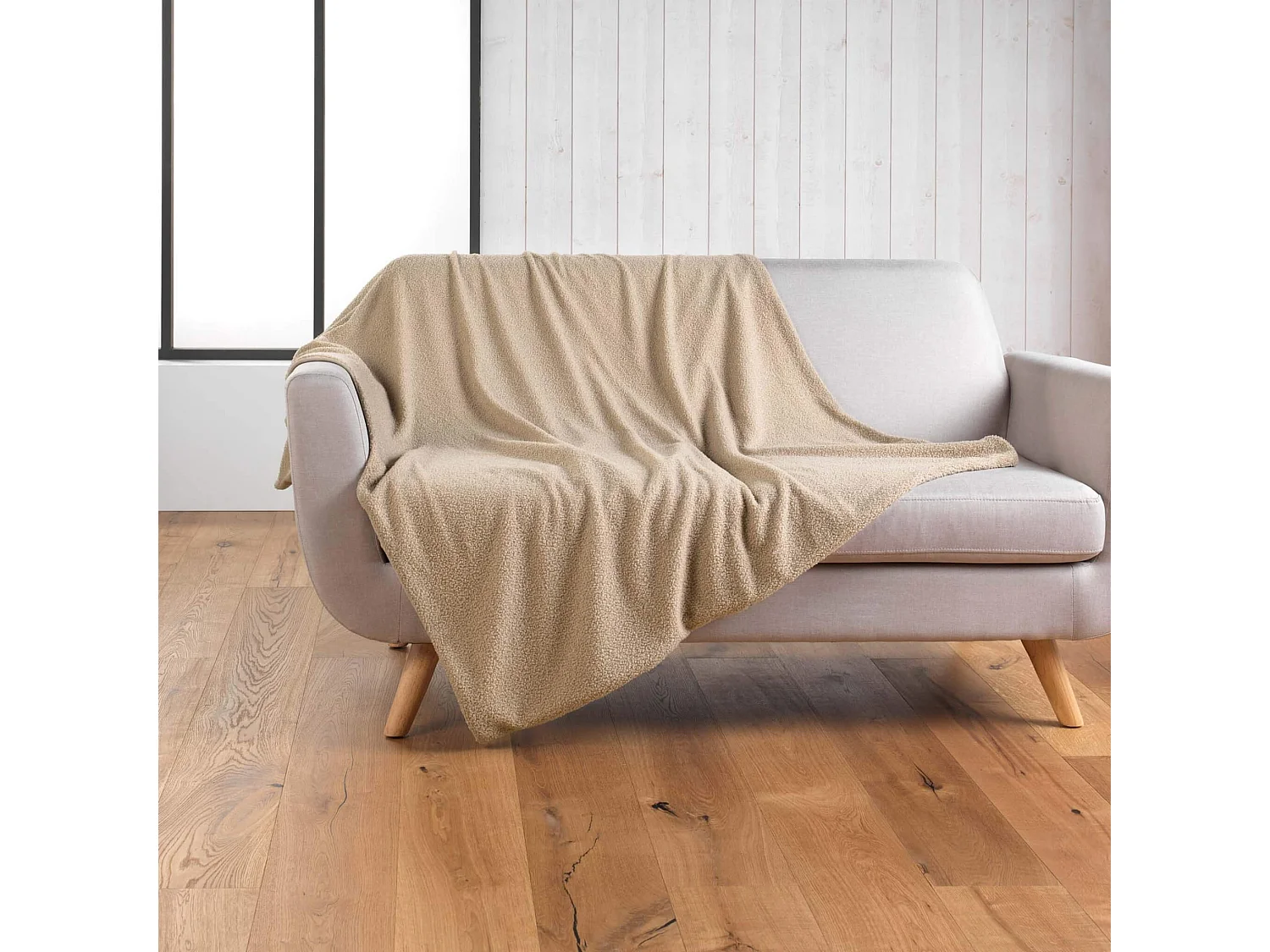 Plaid Bouclette "Wooly" 180x220cm Beige