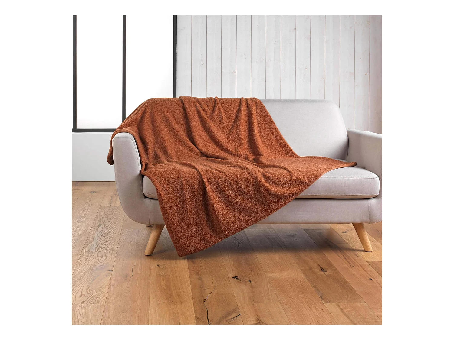 Plaid Bouclette "Wooly" 180x220cm Terracotta