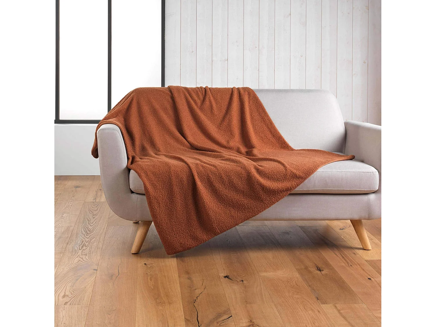 Plaid Bouclette "Wooly" 180x220cm Terracotta