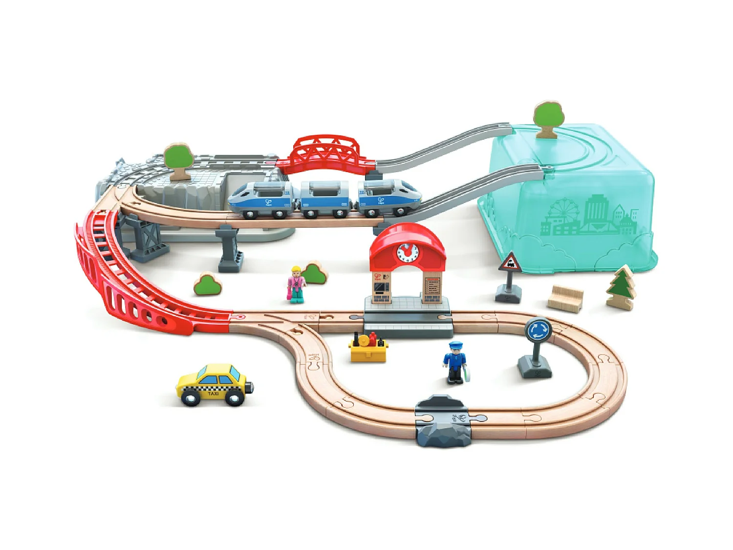 Coffret train de la ville 2 en 1 - 84,2 x 75,6 x 19,1 cm - À partir de 3 ans