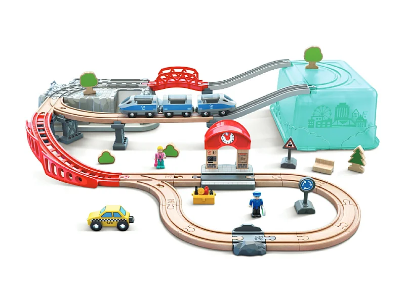 Coffret train de la ville 2 en 1 - 84,2 x 75,6 x 19,1 cm - À partir de 3 ans