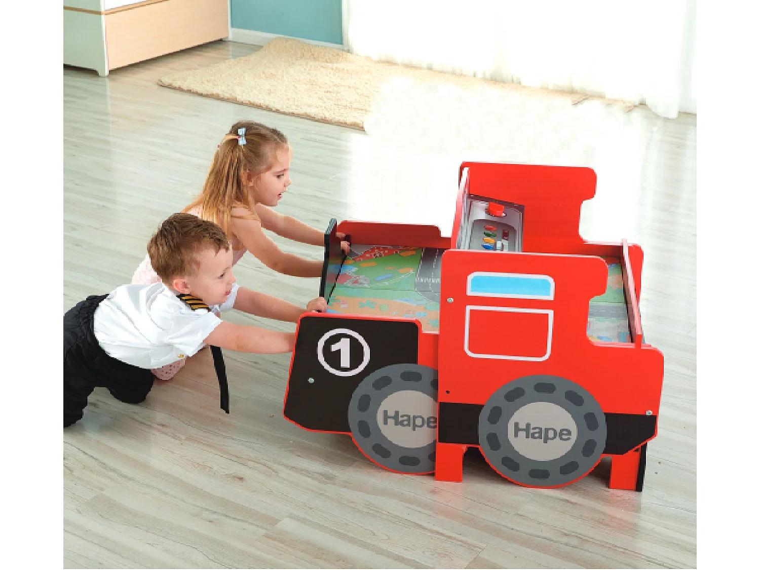 HAPE - Table train locomotive - 122,8 x 63,8 x 59 cm - À partir de 3 ans