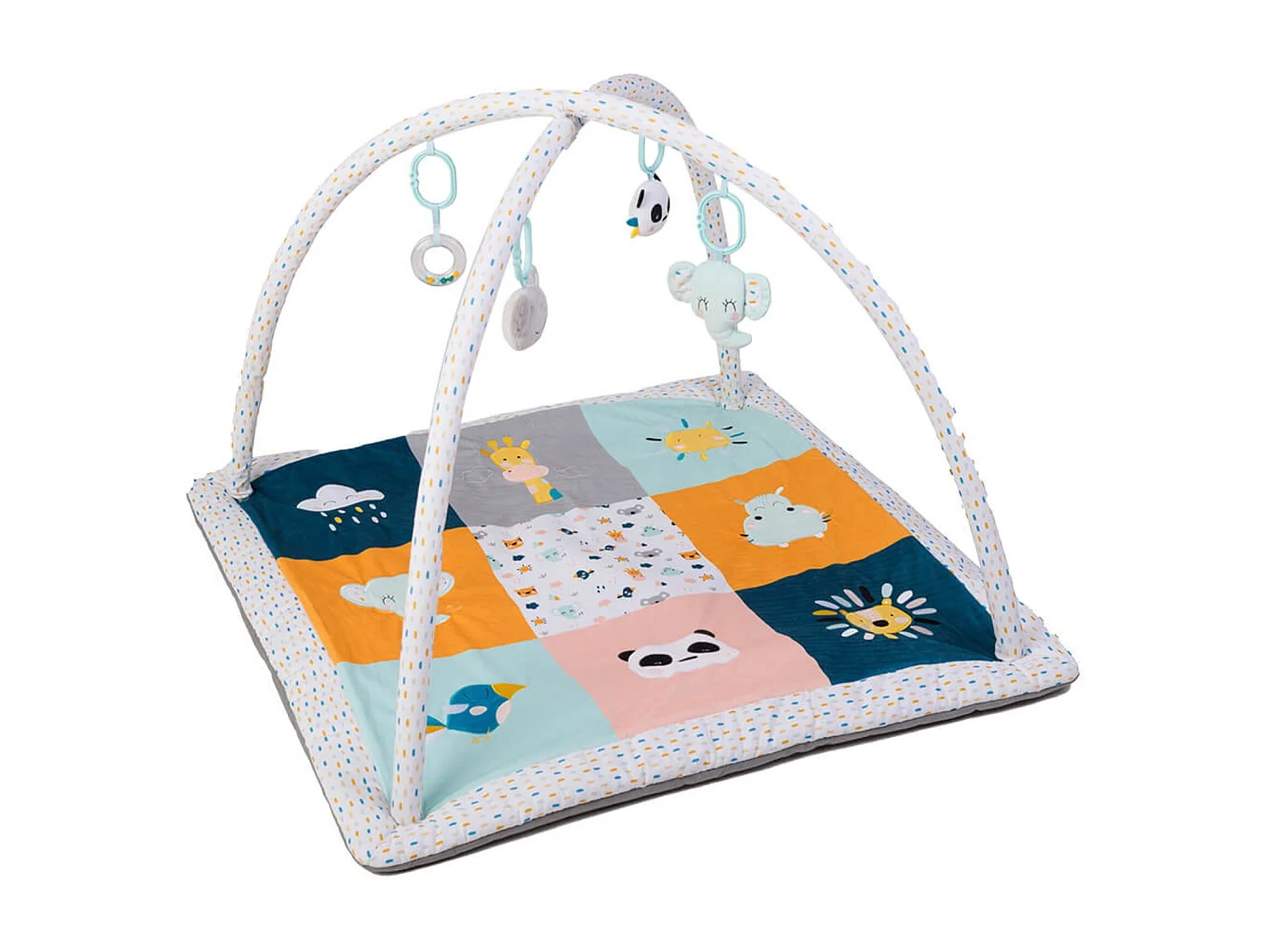 Tapis de jeux pour bébé avec peluches sensorielles - De 0 à 3 ans