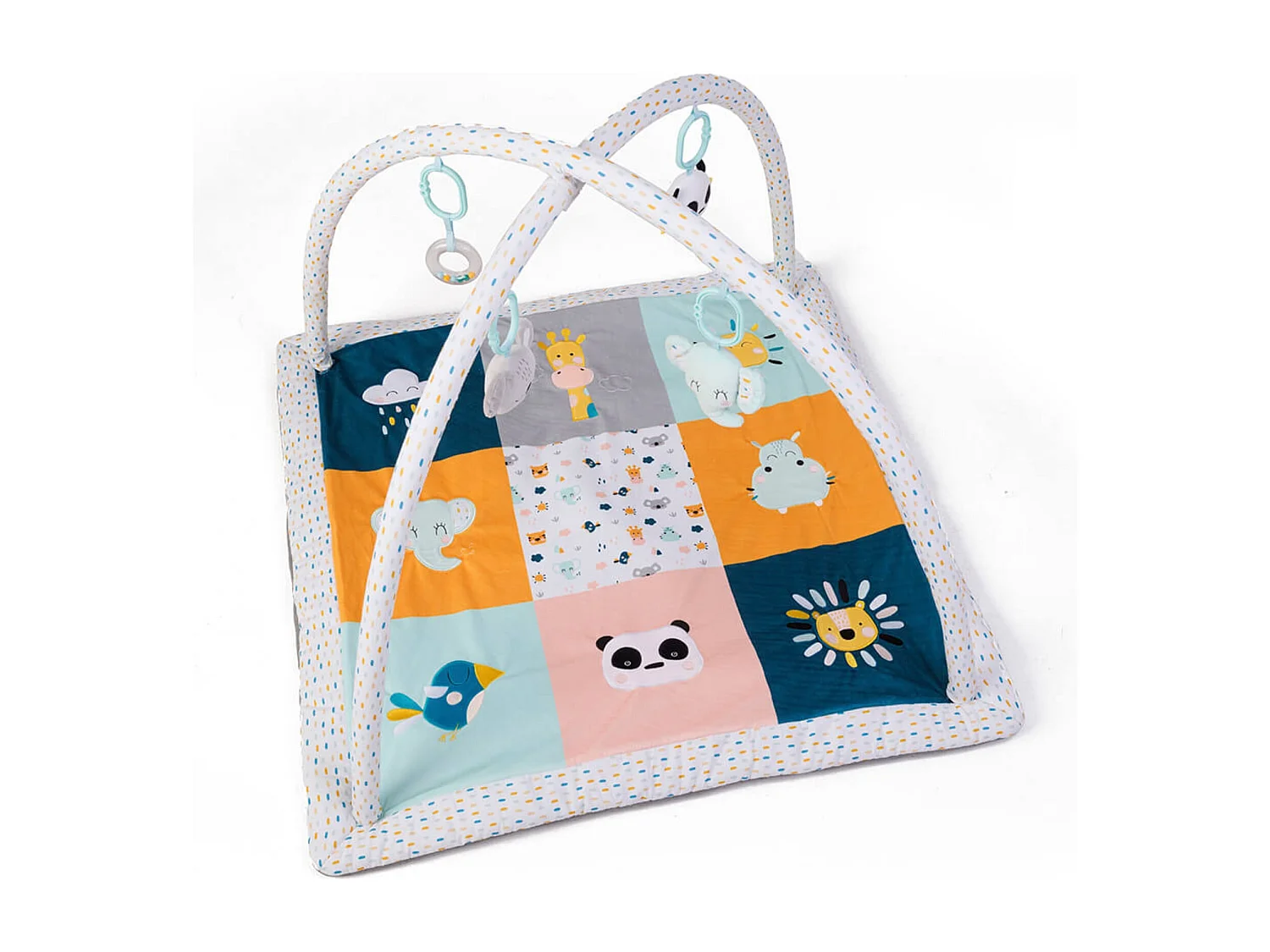 Tapis de jeux pour bébé avec peluches sensorielles - De 0 à 3 ans