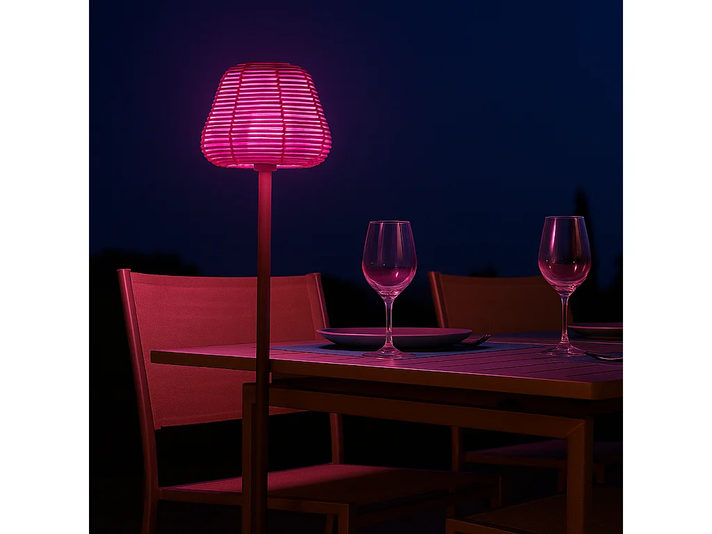 Lampadaire nomade MIDY Beige Poly rotin