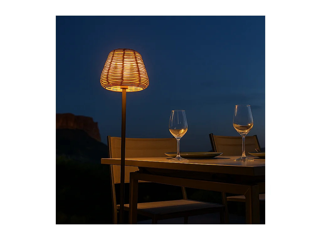 Lampadaire nomade MIDY Beige Poly rotin