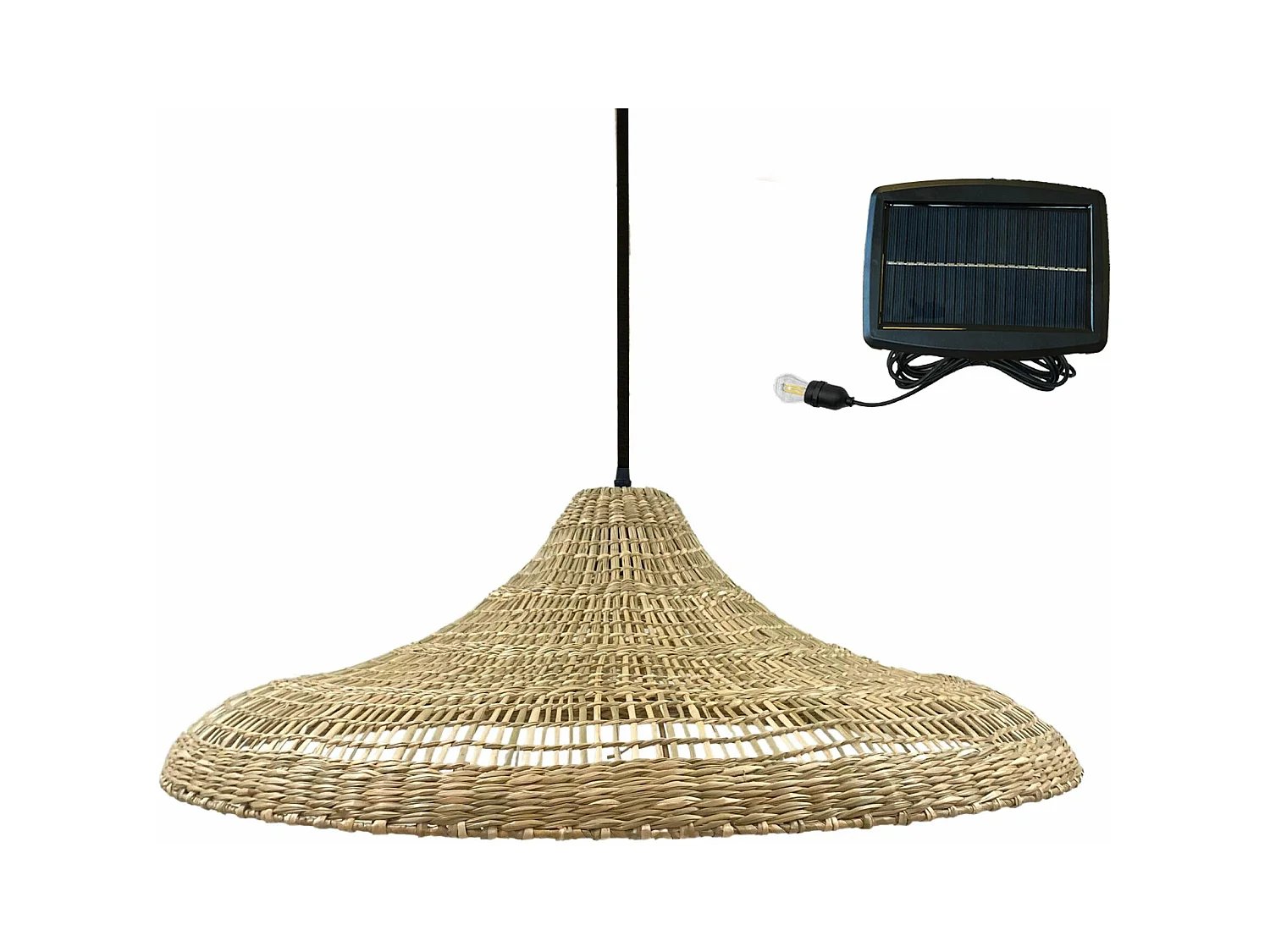 Suspension solaire bohème FREYA LARGE Beige Herbe marine D70 cm