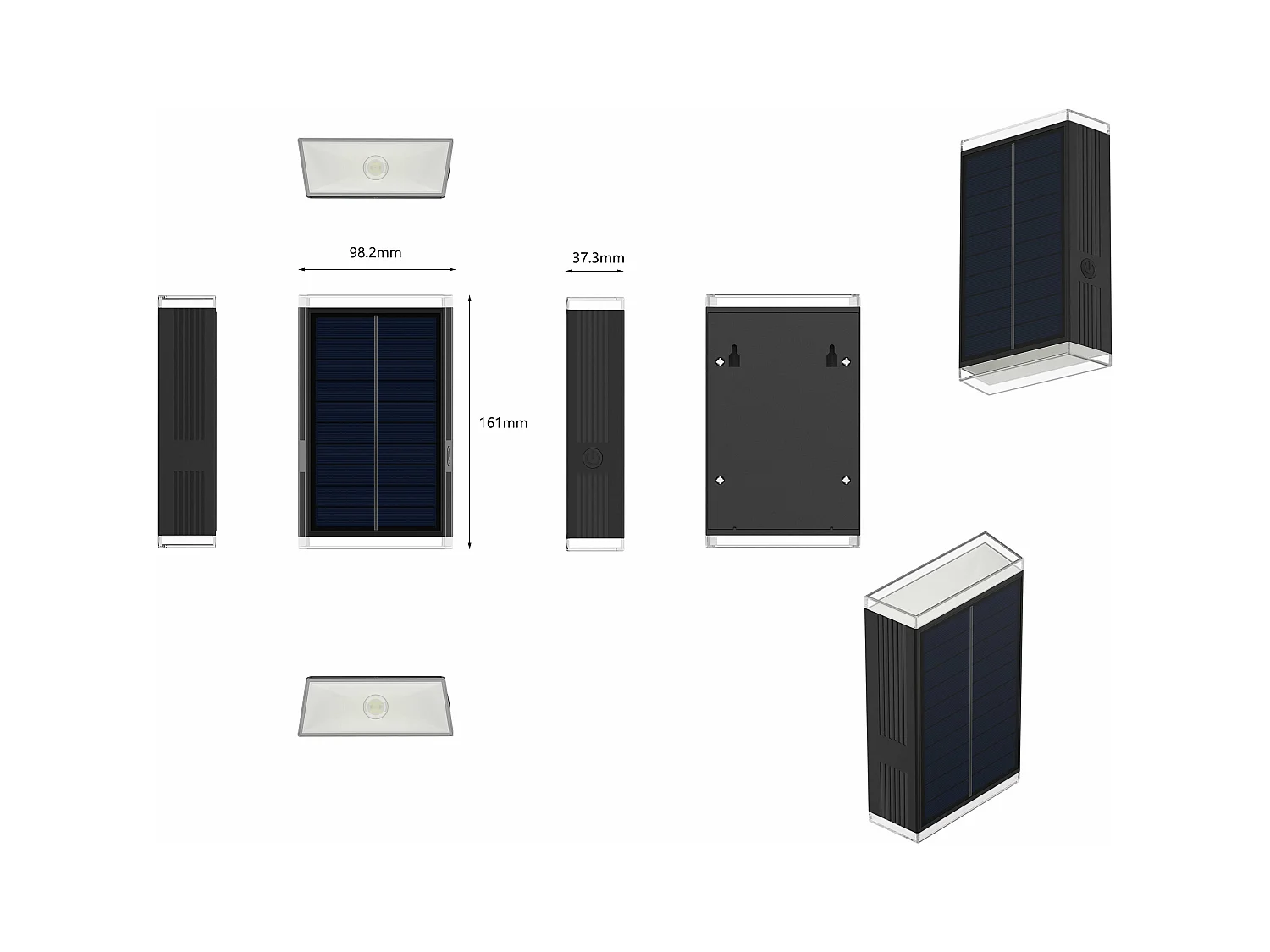 Lot de 2 projecteurs solaires RODY Noir Plastique H18 cm