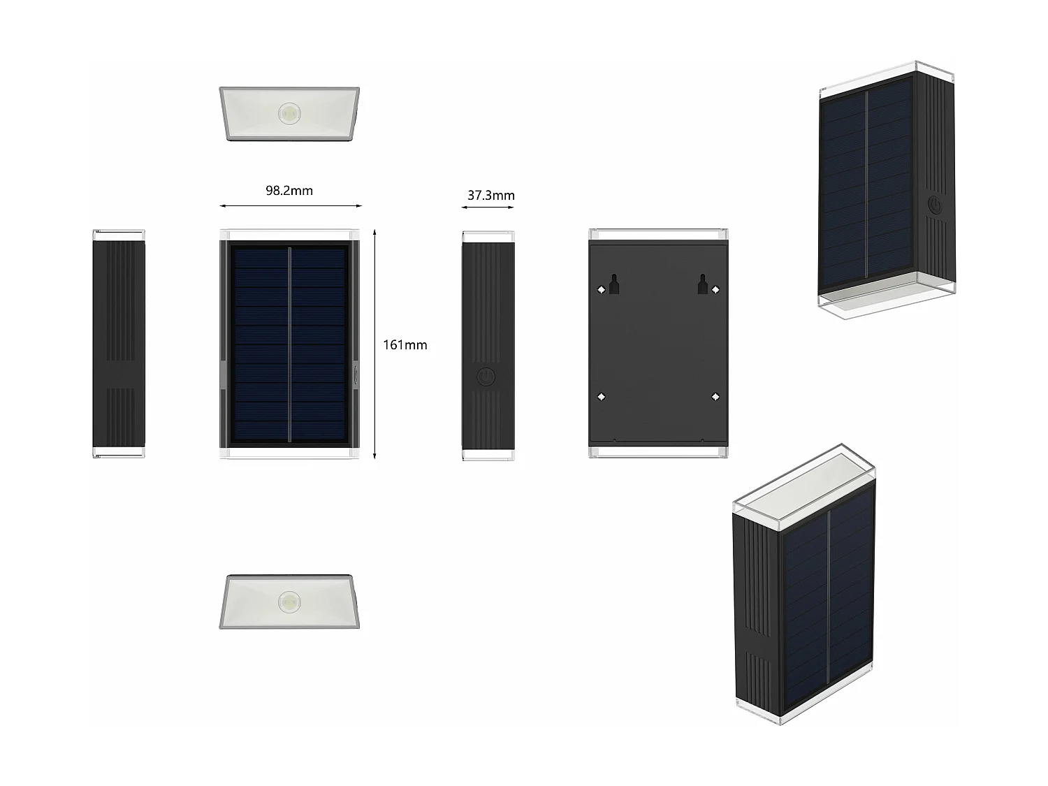 Lot de 2 projecteurs solaires RODY Noir Plastique H18 cm