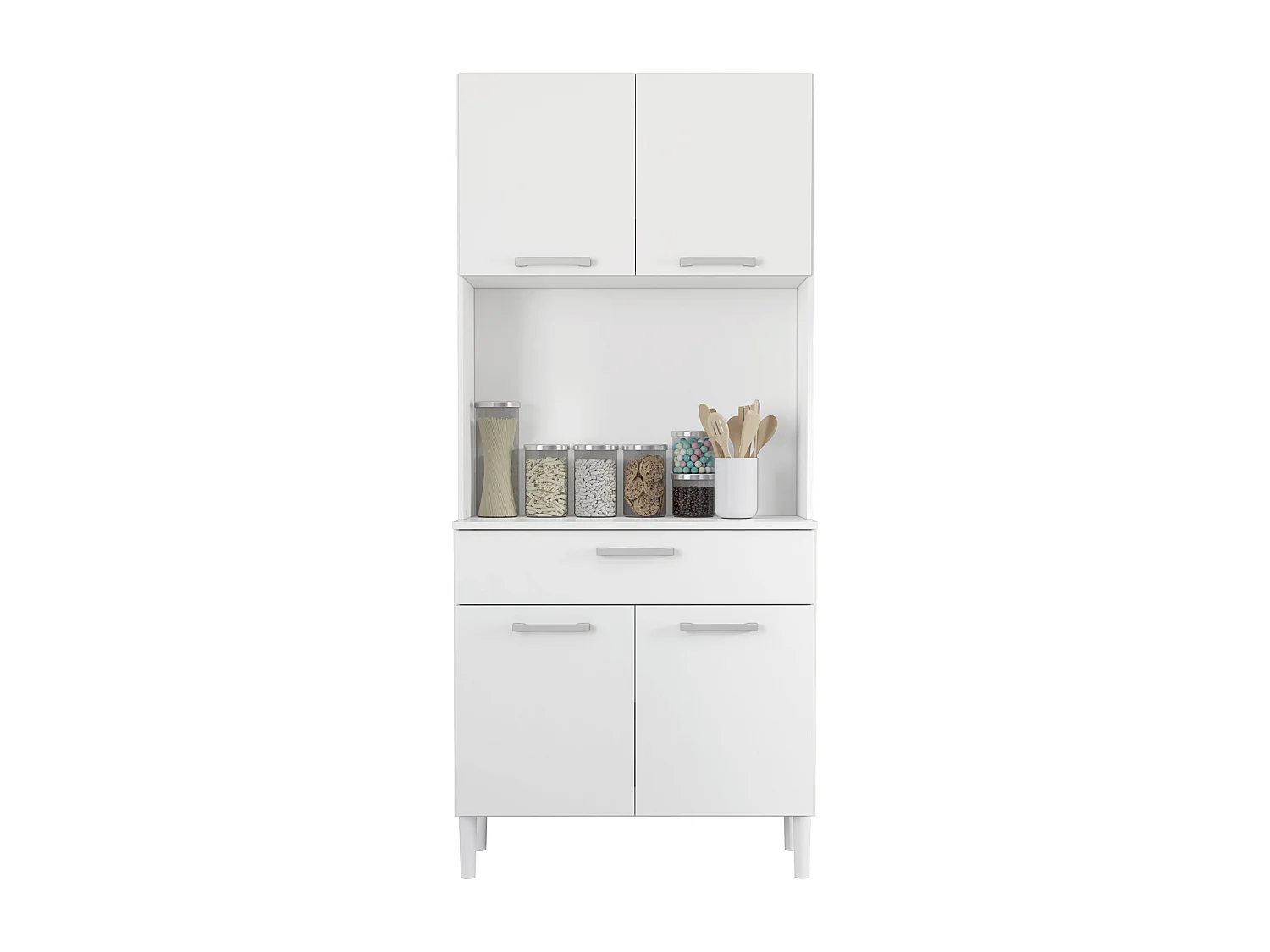 Armario alacena de Cocina con cajón y Puertas abatibles en Color Blanco (Alto 180 / Ancho 80 / Fondo 36) - Buyqualia