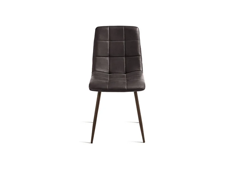 4er-Set moderne braune Stühle "Siviglia" mit lackiertem Metallrahmen, Sitzfläche aus Öko-Leder mit Soft-Touch-Effekt