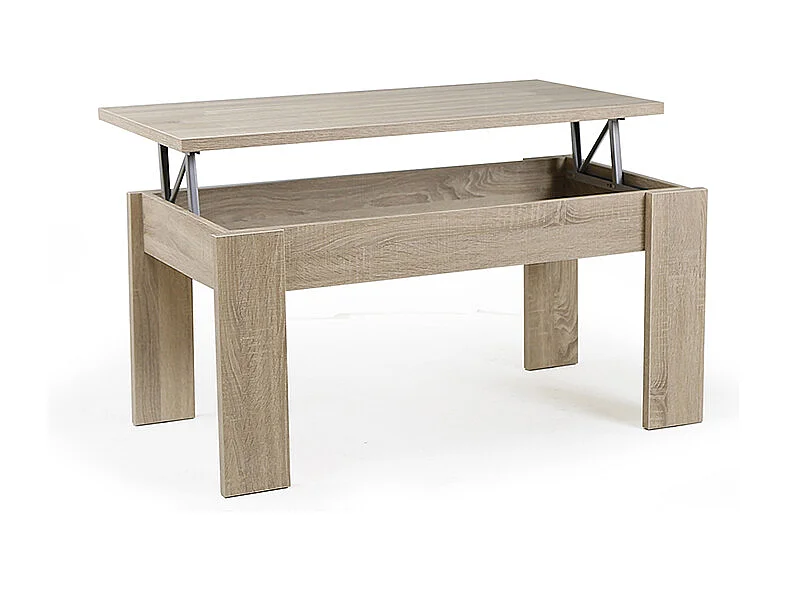 Buyqualia Mesa de Centro de Madera Rectangular elevable con Compartimento bajo Tapa Color (Roble) 51/63x105x55 cm