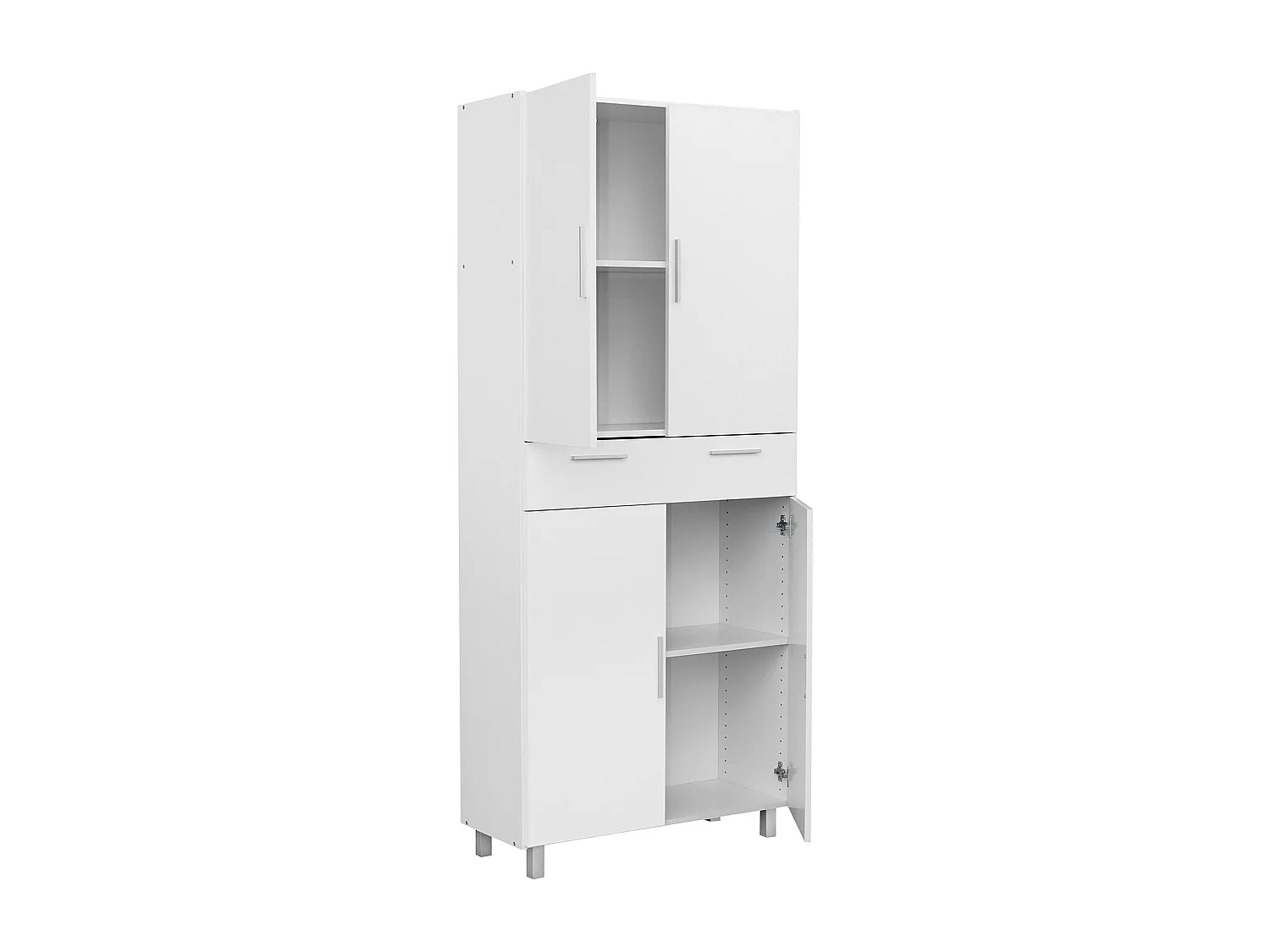 Armario despensa Multiusos Cocina con cajón y Cuatro Puertas de Gran Capacidad en Color Blanco Alto 188 / Ancho 82 / Fondo 35 - Buyqualia