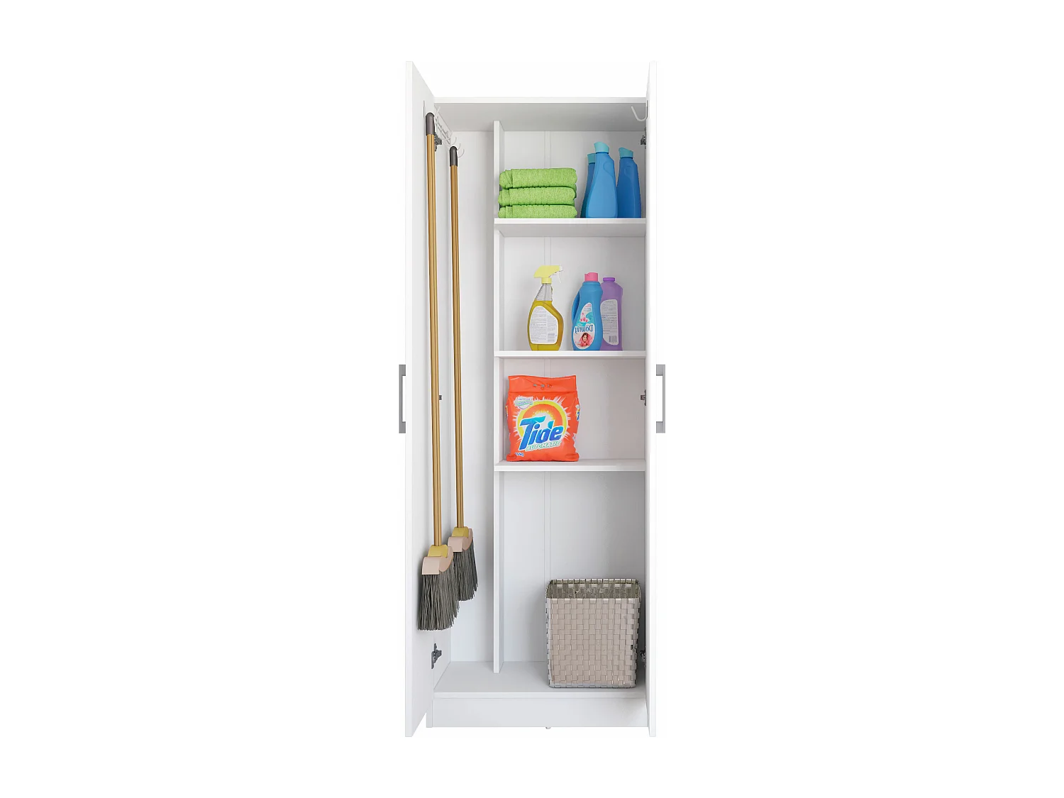 Armario hogar escobero Multiusos Dos Puertas en Color Blanco (Alto 170 cm/Ancho 61 cm/Fondo 32 cm) - Buyqualia