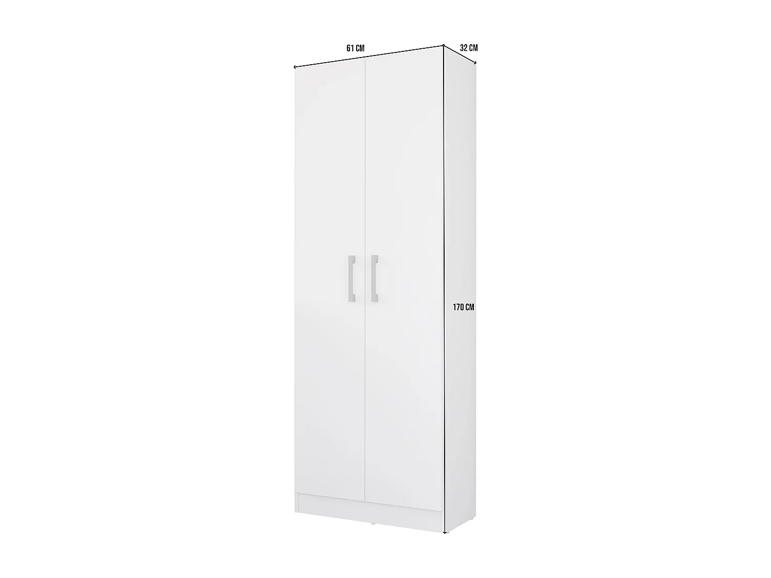 Armario hogar escobero Multiusos Dos Puertas en Color Blanco (Alto 170 cm/Ancho 61 cm/Fondo 32 cm) - Buyqualia