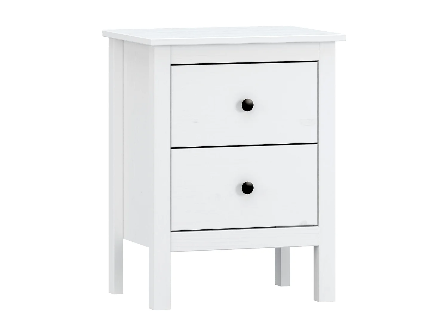 Conjunto de cabecero de 155x45cm y Dos mesitas de Noche de 2 cajones en Madera Maciza en color Blanco