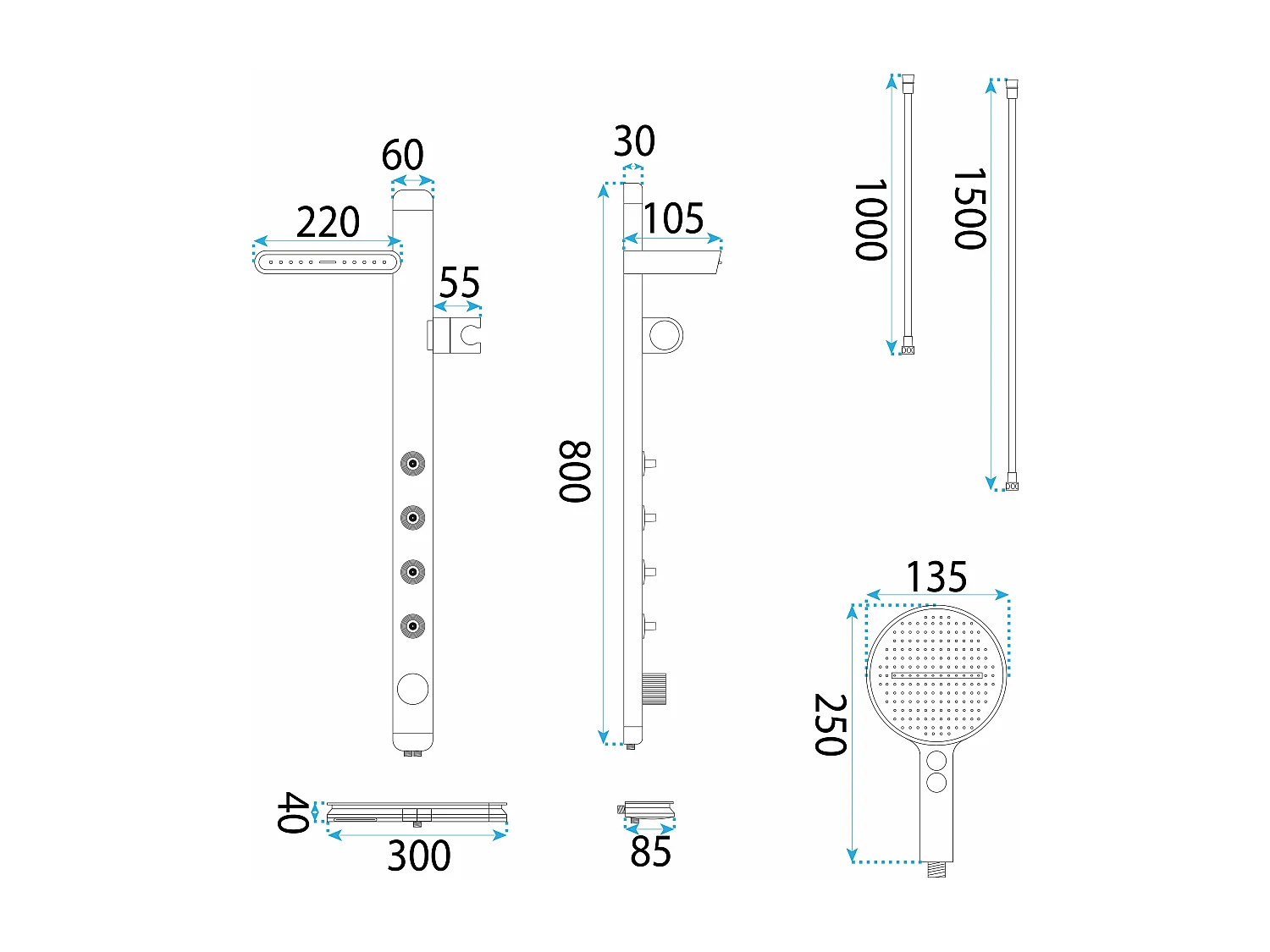 Conjunto De Ducha Rea Karl Thermostat Titanium