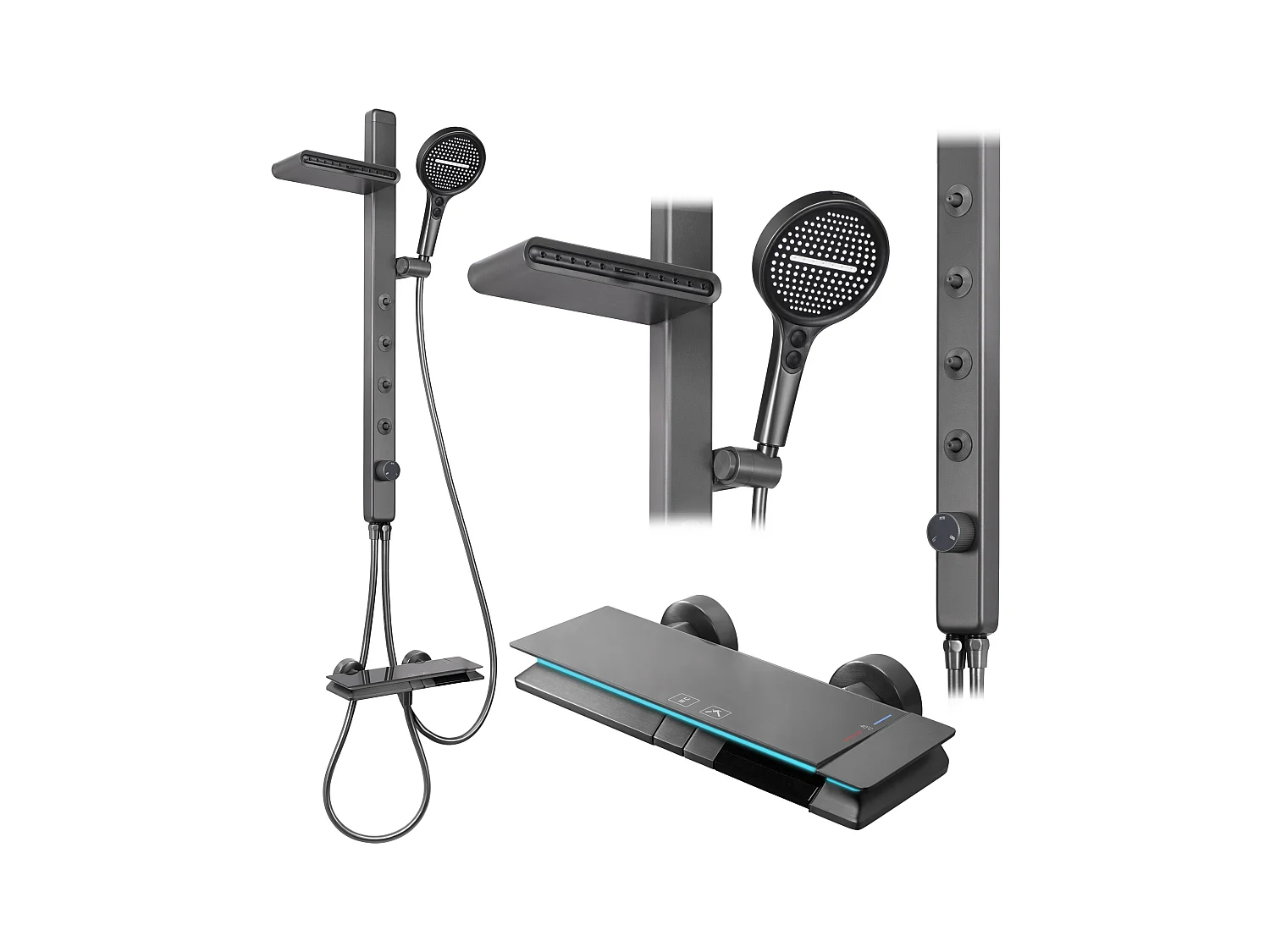 Kit De Douche Rea Karl Thermostat Titanium