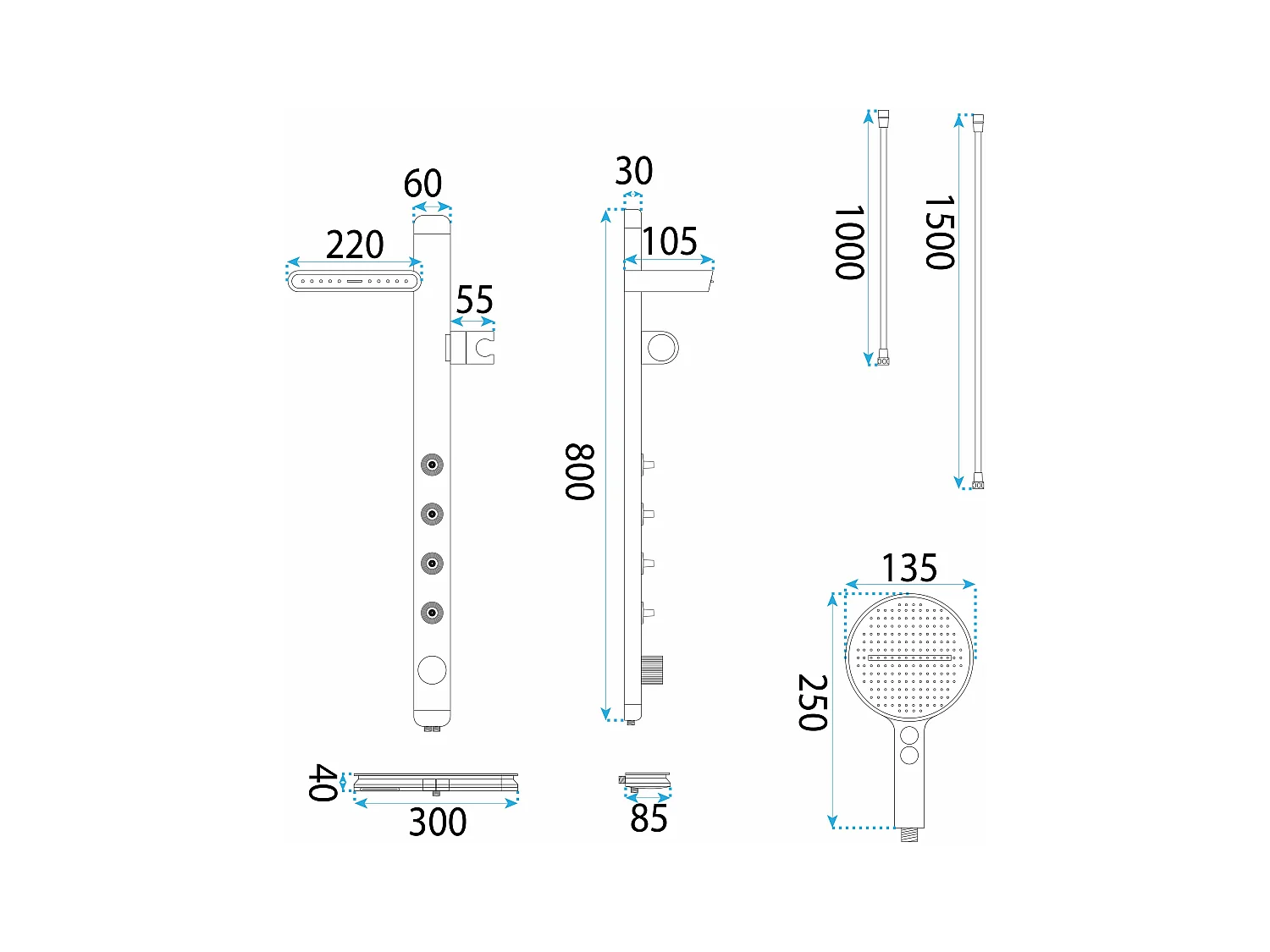 Kit De Douche Rea Karl Thermostat Titanium