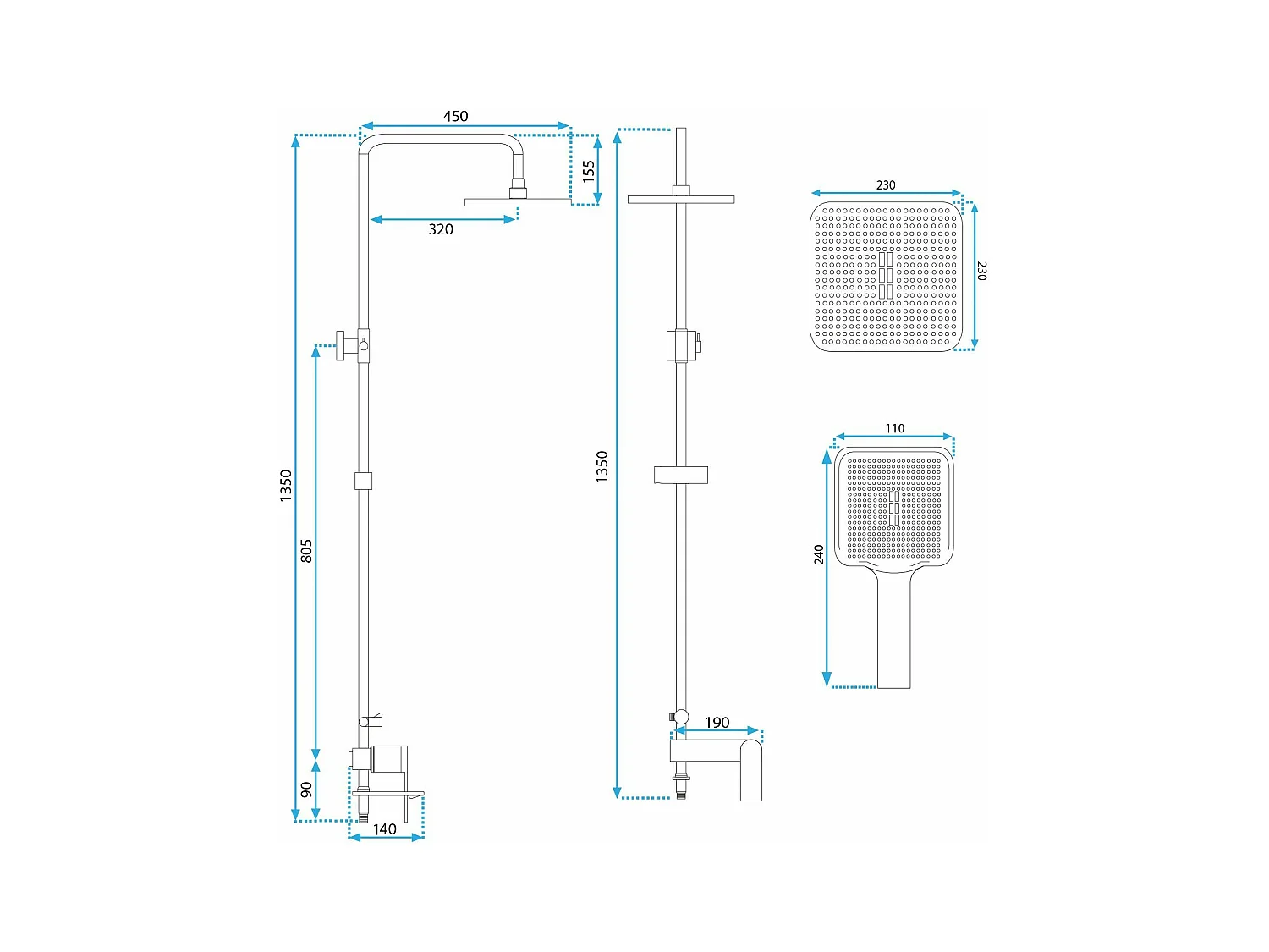 Kit De Douche Rea My1902-78C Storm Chrome