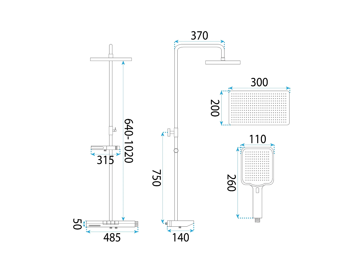 Kit De Douche Rea Pedro Thermostat Titanium
