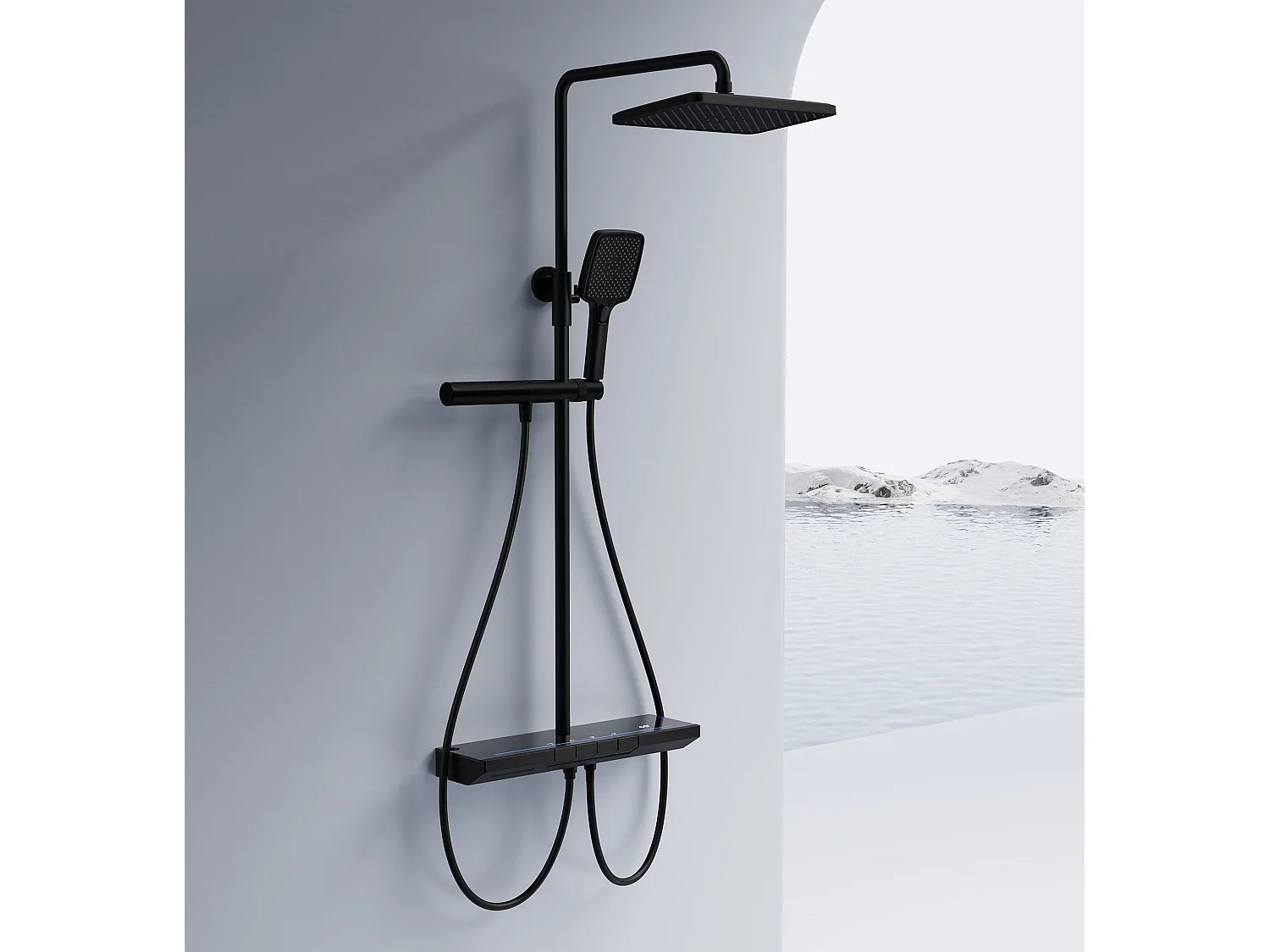 Conjunto De Duche Rea Pedro Thermostat Black