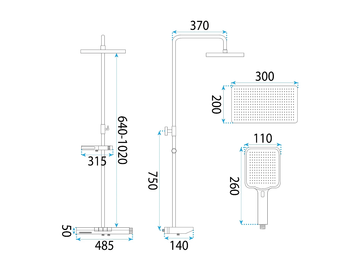 Conjunto De Duche Rea Pedro Thermostat Black