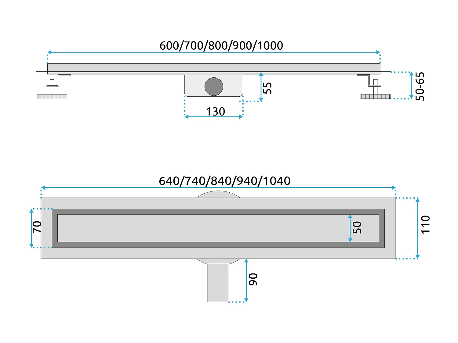 Drain Linéaire Rea Neox Pro 800 Brush Copper