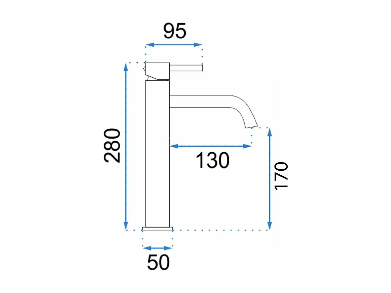 Robinet De Lavabo Rea Lungo Grip High Brush Gold