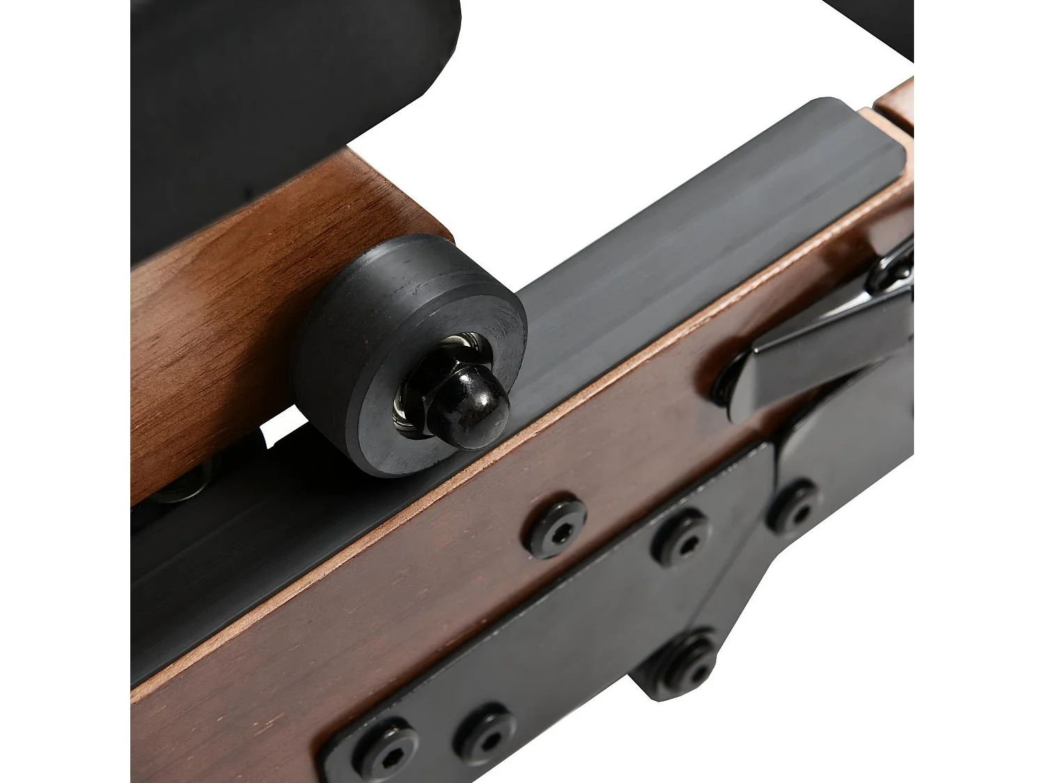 Opvouwbare houten roeitrainer, met APP, waterbestendig, dubbele glijbaan, stil en soepel, max. belasting 150 kg, 210x52x51cm