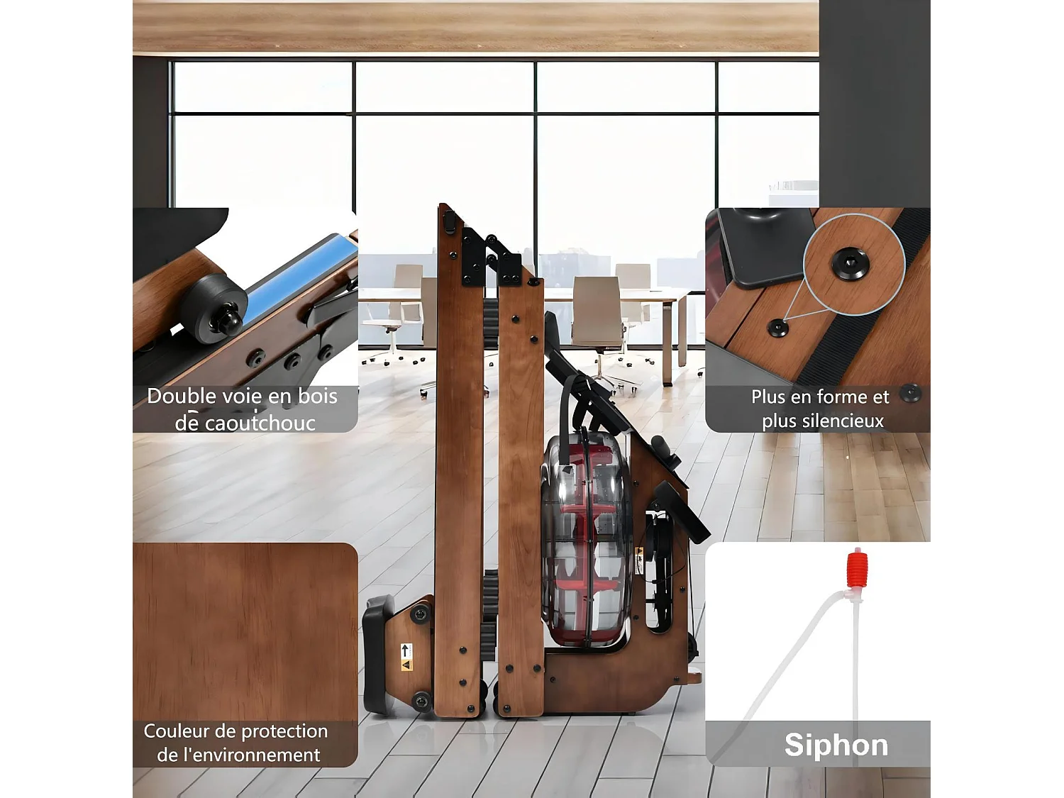 Remero plegable de madera, con aplicación, resistencia al agua, doble deslizamiento, silencio y suave, carga máxima de 150 kg, 210x52x51cm