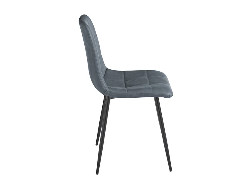 Set de 4 sillas modernas azul suave "Sevilla" estructura en metal barnizado asiento en piel sintética efecto soft touch