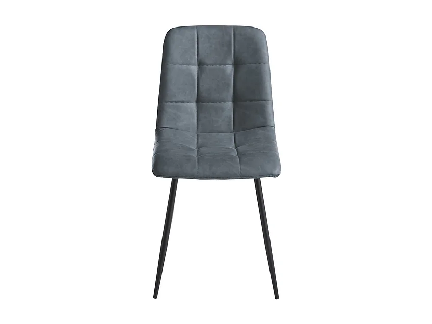 Set di 4 sedie moderne blu soft "Siviglia" struttura in metallo verniciato seduta in ecopelle effetto soft touch