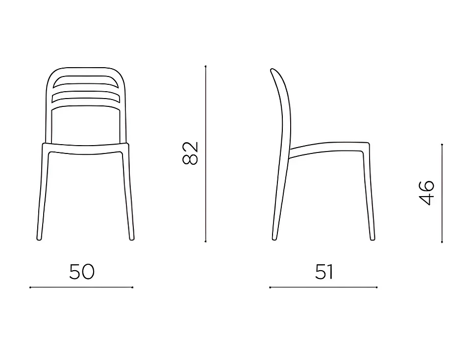 Conjunto de 4 cadeiras de jantar antracite "Guapa" em polipropileno cm 50x51 82h