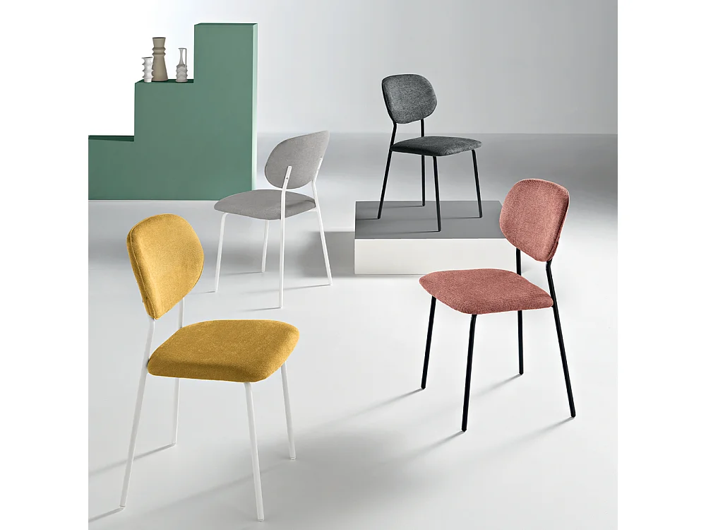 Conjunto de 2 sillas modernas antracita "Nika" con revestimiento de tela y estructura de metal cm 48x54 86h