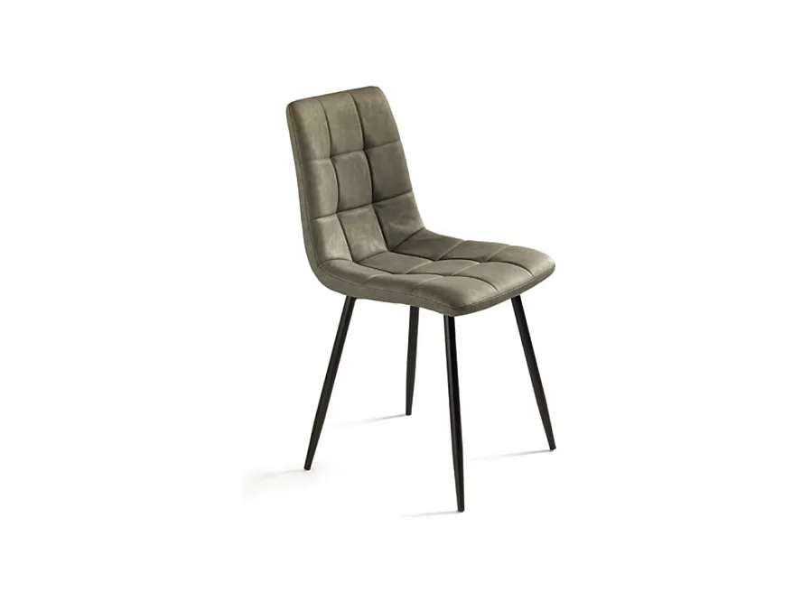 Set mit 4 modernen olivgrünen Stühlen "Siviglia" mit lackiertem Metallrahmen und Sitz in Soft-Touch-Öko-Lederoptik