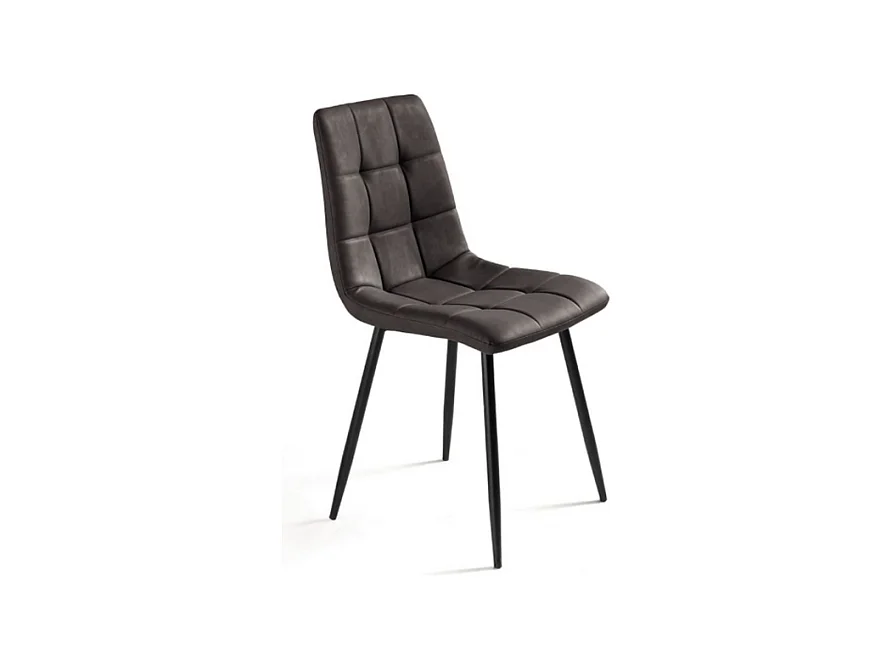 Set von 4 modernen Stühlen anthrazit "Sevilla" Struktur aus lackiertem Metall Sitz in Kunstleder mit Soft-Touch-Effekt