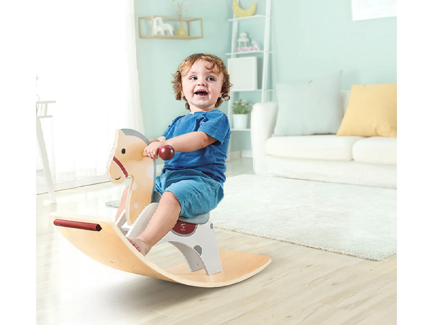 2 in 1 houten hobbelpaard - 70 x 30 x 41,8 cm - Vanaf 12 maanden