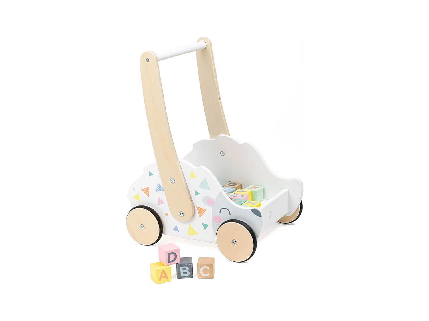 Trotteur en bois avec cubes à jouer - De 18 mois à 3 ans
