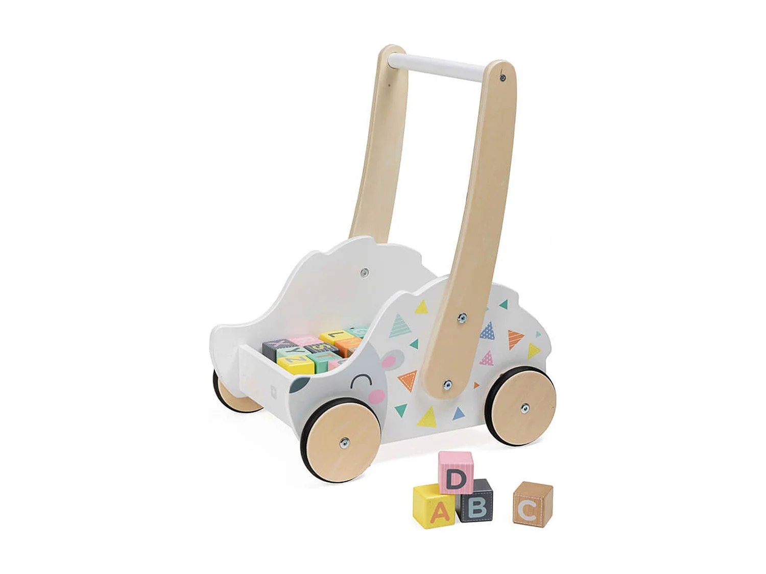 Trotteur en bois avec cubes à jouer - De 18 mois à 3 ans